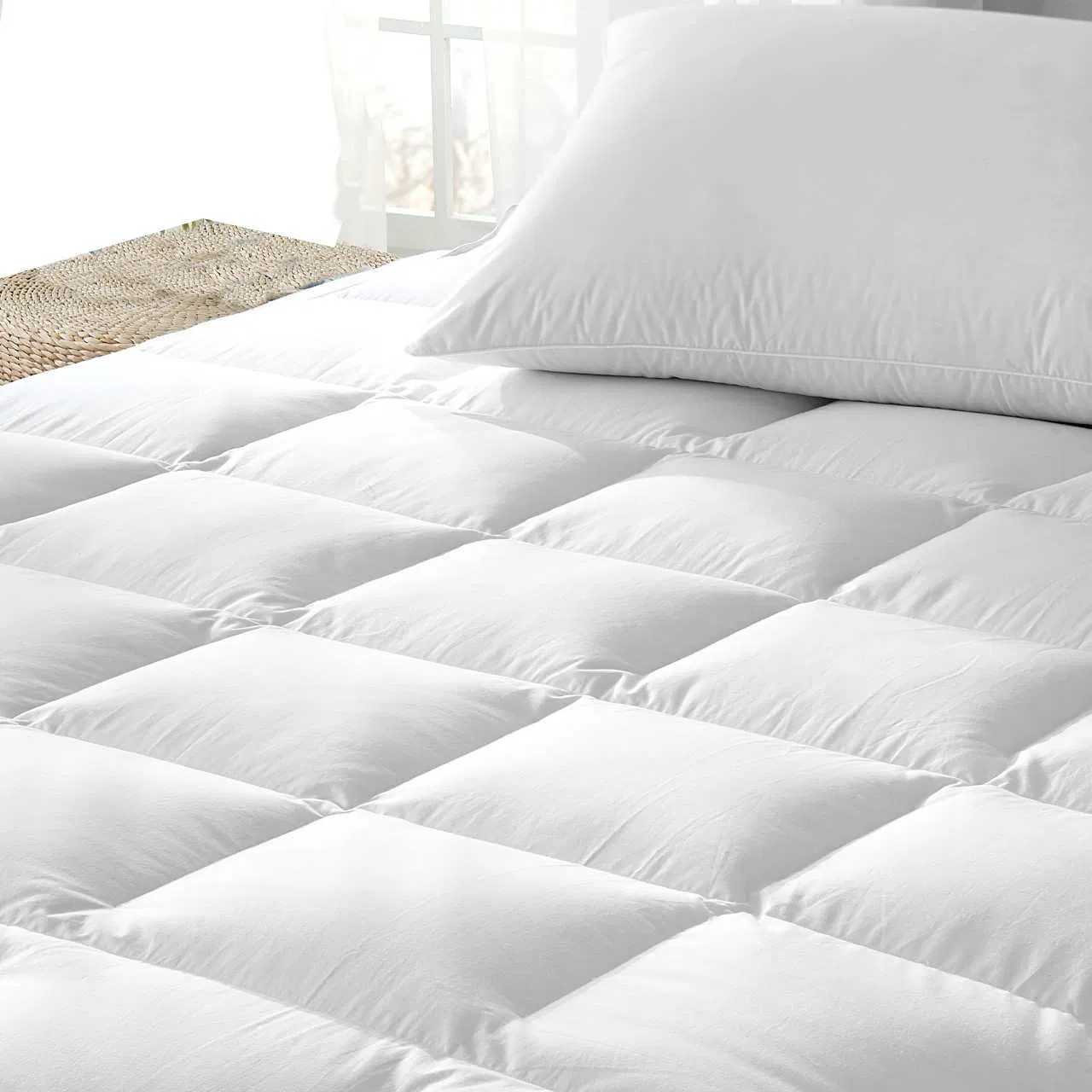 100% Cotton Cloth Quilted Fitted Mattress Pad Mattress Protector (JRD594)