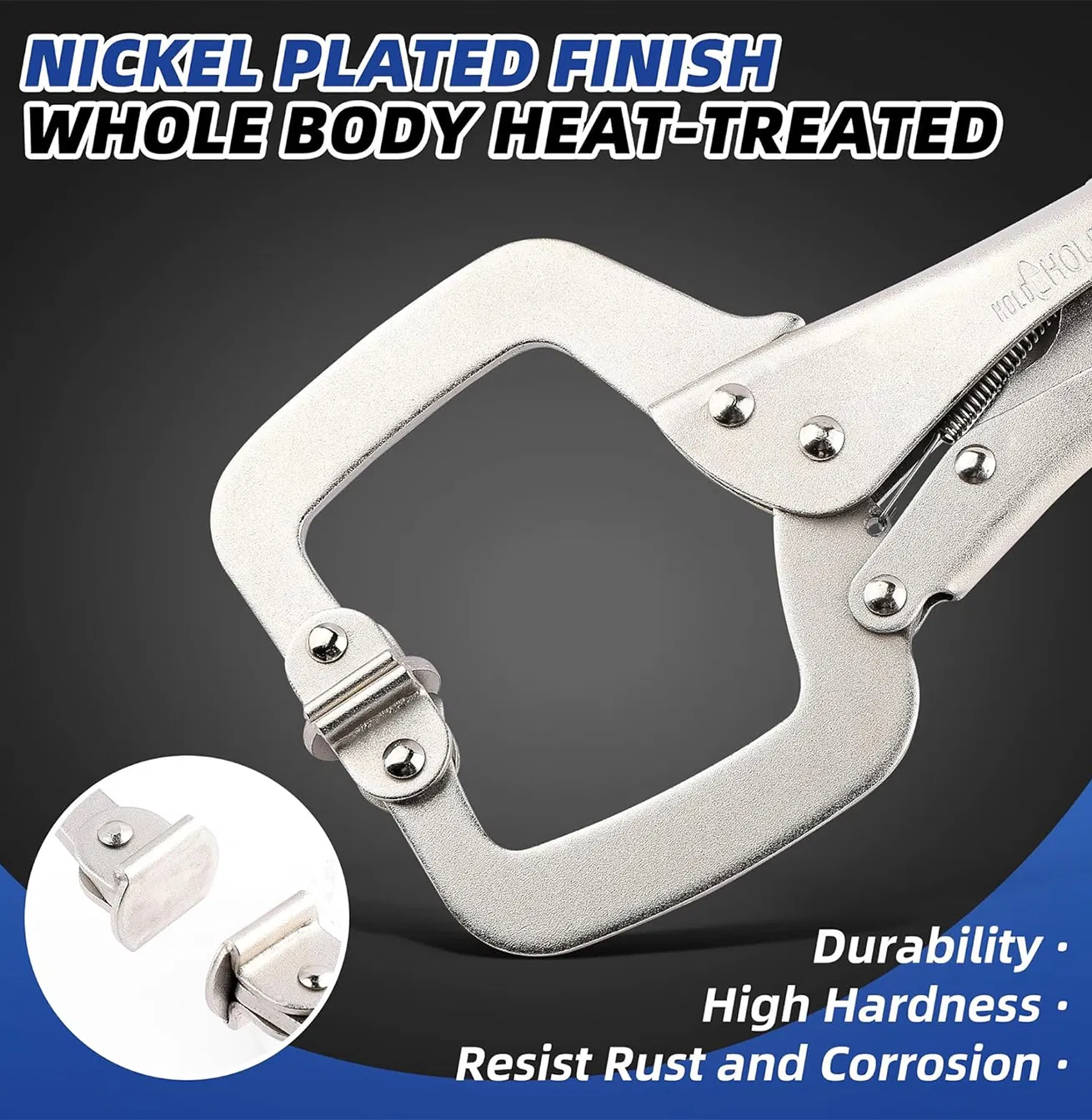 Heavy Duty Welding C Clamp Pliers C-Type Welding Pliers 18'' with Swivel Pads