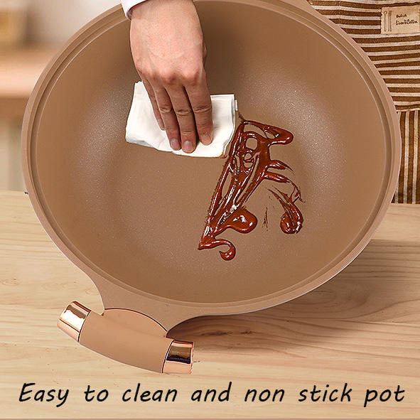 Wholesale Classic-Style Round Non-Stick Deep Frying Pan Breakfast Burger Maker Soup Pot with Cover Lid Kitchen Use Cooks'tool