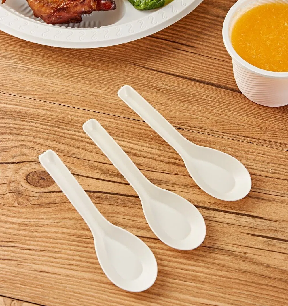 Disposable Cornstarch Chinese Small Soup Spoon Eco Friendly Biodegradable Cutlery Spoon