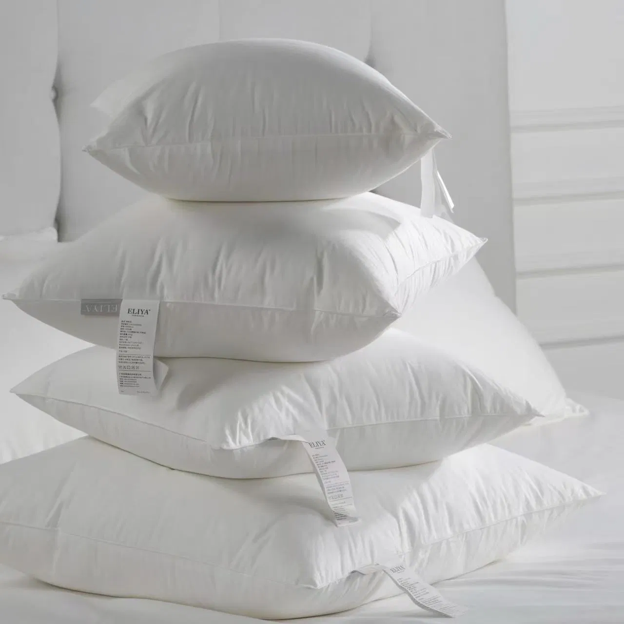 5-Star Luxury Hotel Healthy Solid White Microfiber Bed Pillow Neck Support Cheap Wholesale Brushed Filling