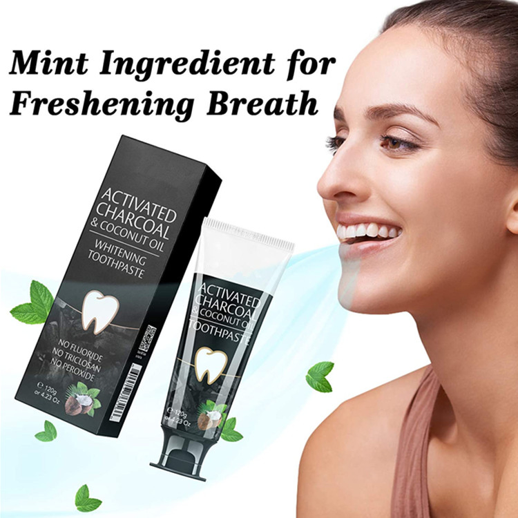 100% Natural Activated Charcoal &amp; Coconut Oil Teeth Whitening Toothpaste