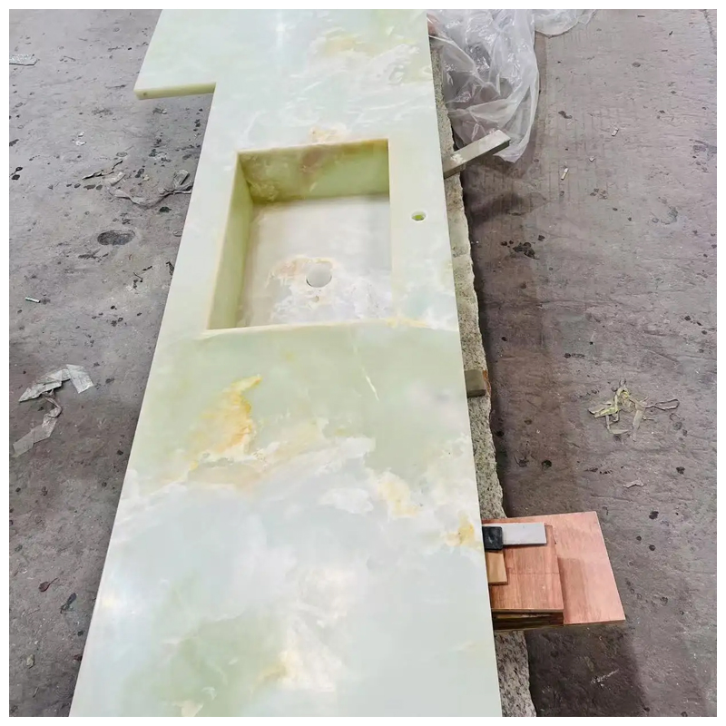 Green Onyx Marble Single Rectangle Sink Vanity Tops