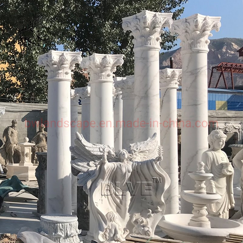 Blve out Door Building Pillar Natural Stone Greek Column White Marble Roman Columns for House