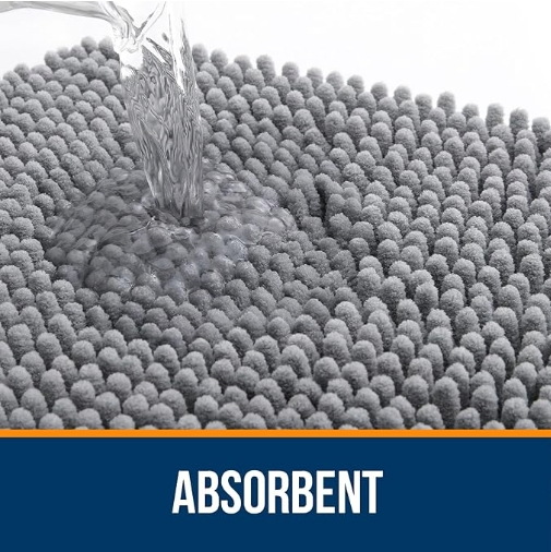 Bathroom Rugs Mats, Extra Soft Absorbent Chenille Bath Rugs, Rubber Backing Quick Dry