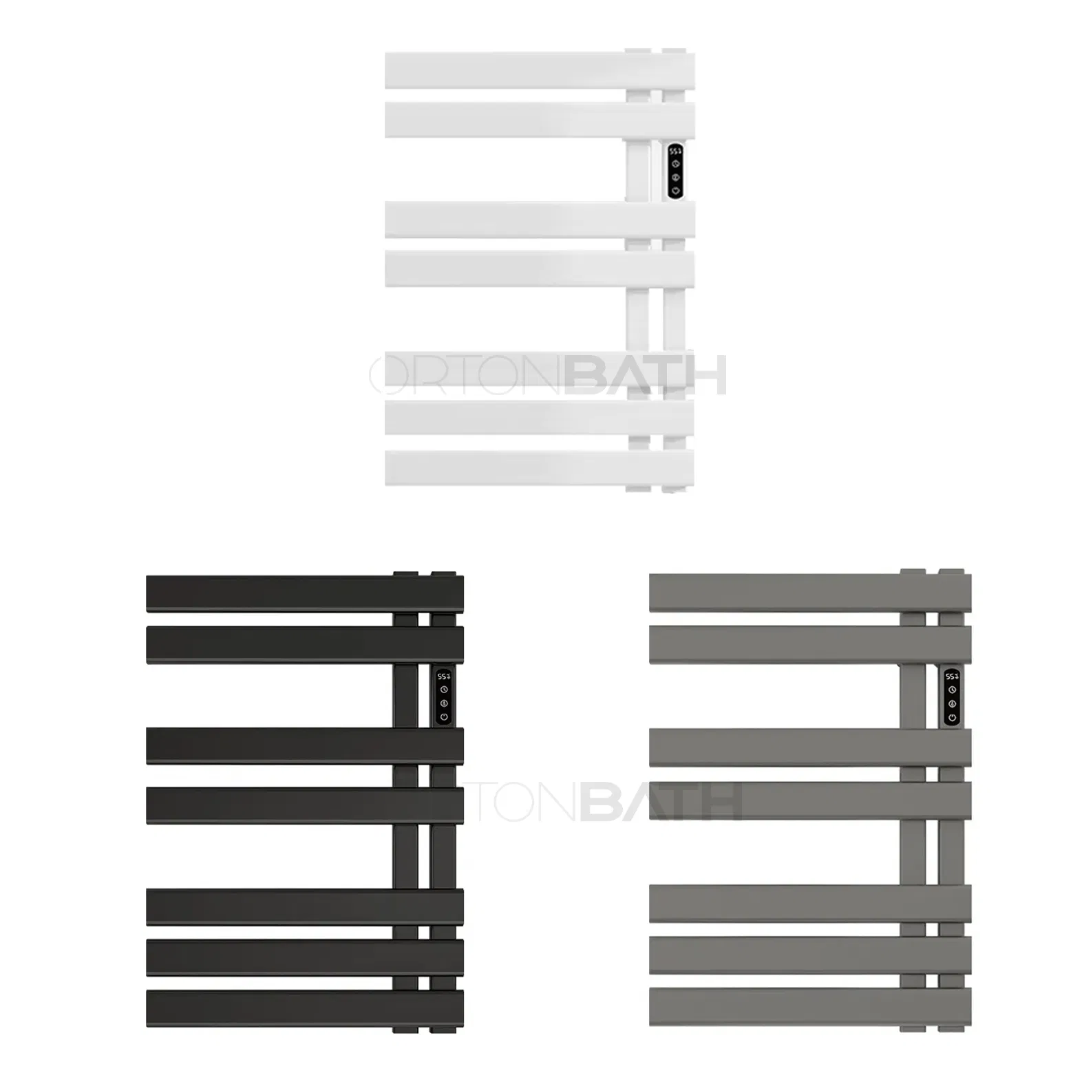 Ortonbath White Electric Towel Warmer Radiator Built-in Timer Temperature Control 6 Bars Electric Heated Towel Rack