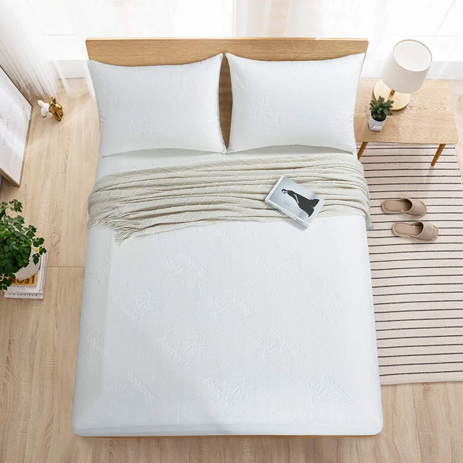 Quilted White Microfiber and Hypoallergenic Waterproof Mattress Cover