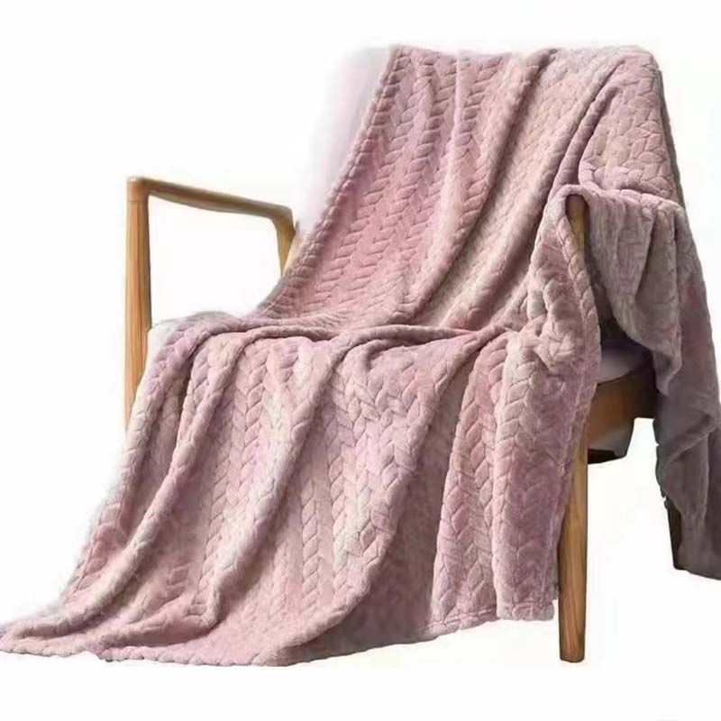 Polyester Luxury Fancy Warmly Embossing Flannel Fleece Fake Fur Blanket of Throw
