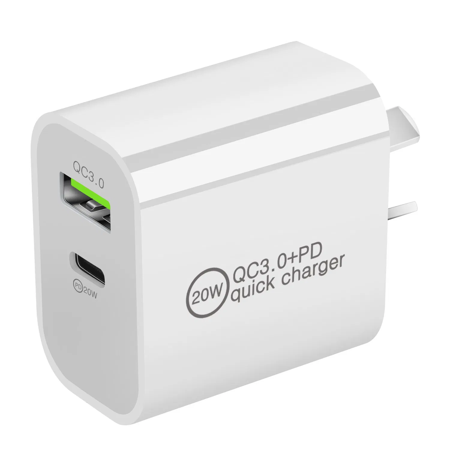 20W Pd Chargers Adapters Support Fast Charging Phone Charger Dual Output USB C QC 3.0 Power Adapter Us/EU/Au/UK Wall Plug