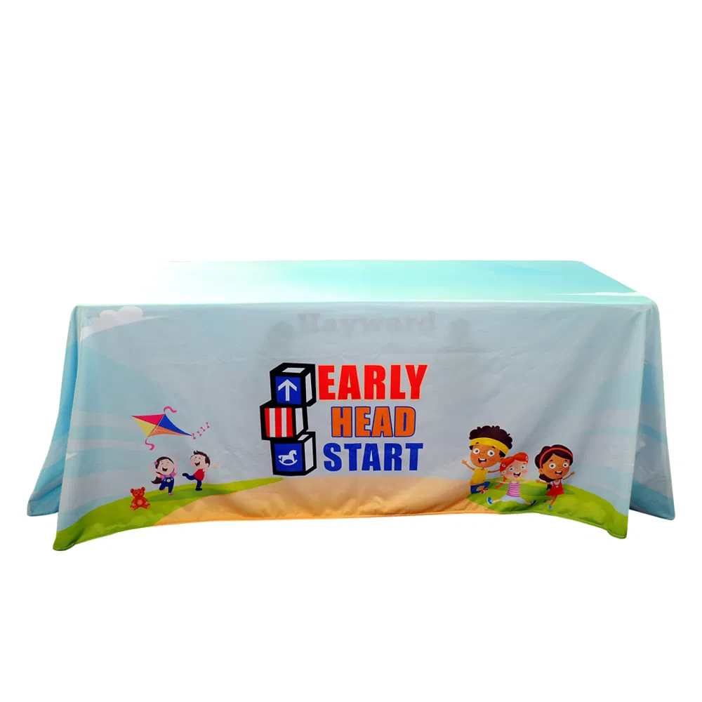 Branded Decoration 6FT 8FT Rectangular Fitted Stretch Spandex Tablecloths Table Covers Event Stretchable Tablecloth for Advertising