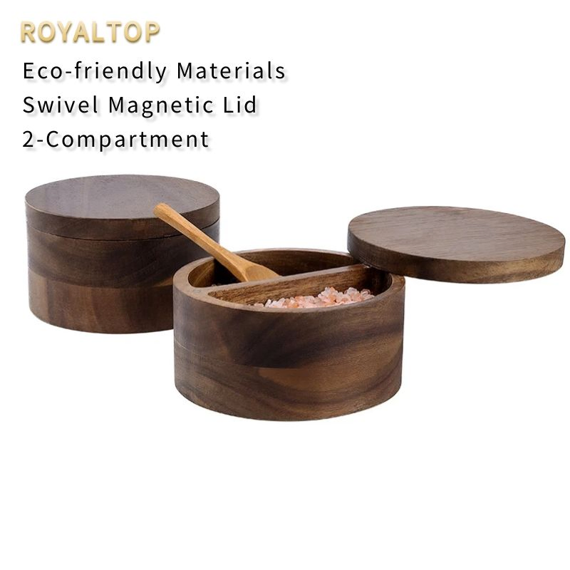 Деревянная солонка и перечница из акации на 2 отделения