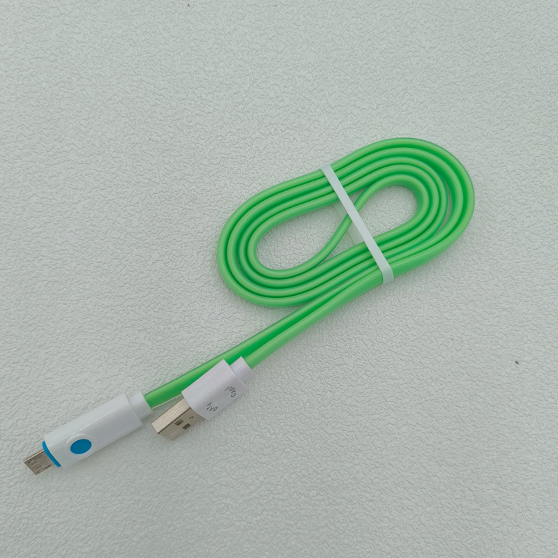 Flash Data Charger Flat Cable with LED Light Lighting Type C V8 Micro USB Charging Cable