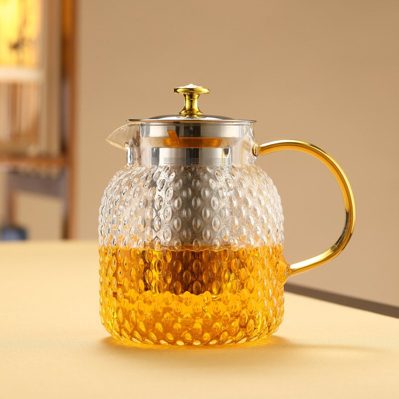 Thickened Rice Grain Glass Hammer Pattern Cooling Kettle Cold Water Pitcher Lemon Cup Tie Pot Cold Open Summer Juice Pot