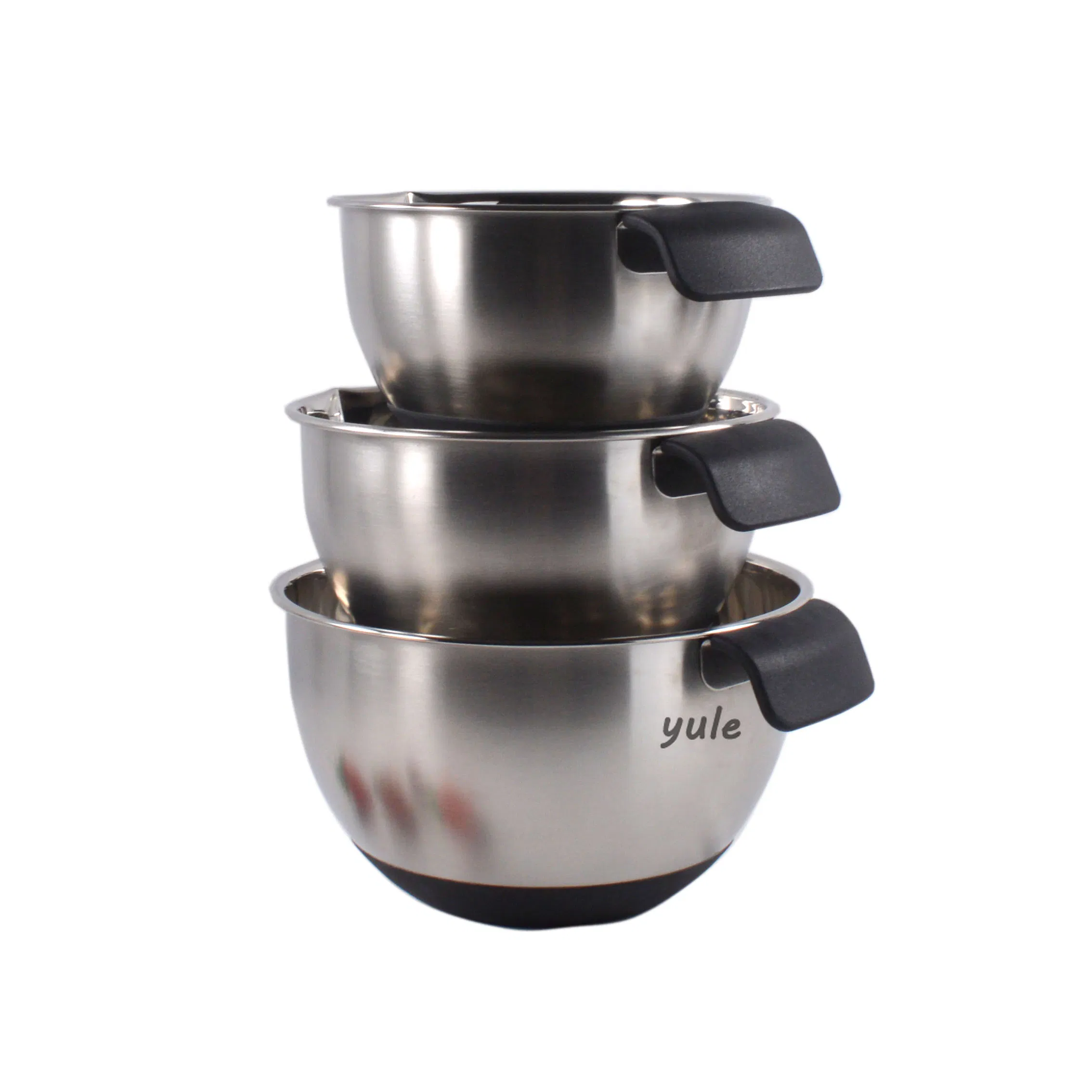 Hot Sale Professional Manufacturer Chinese High Quality Stainless Steel Mixing Bowl with Silicone Bottom Short Handle