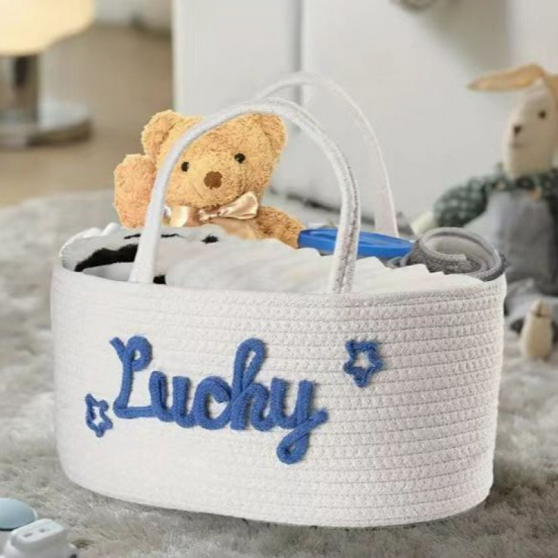Multi-Functional Cotton Rope Diaper Basket Toy Diaper Caddy Organizer for Baby