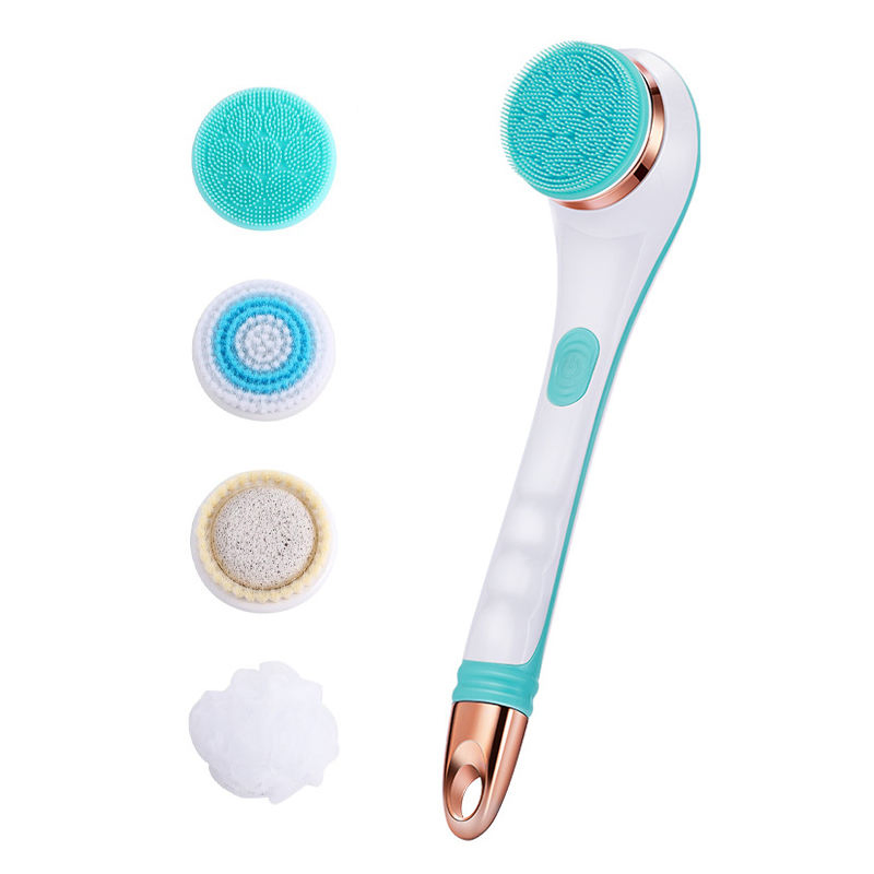 USB Rechargeable Waterproof Back Shower Silicone Dry Scrubber Set Exfoliating Skin Care Electric Body Bath Brush