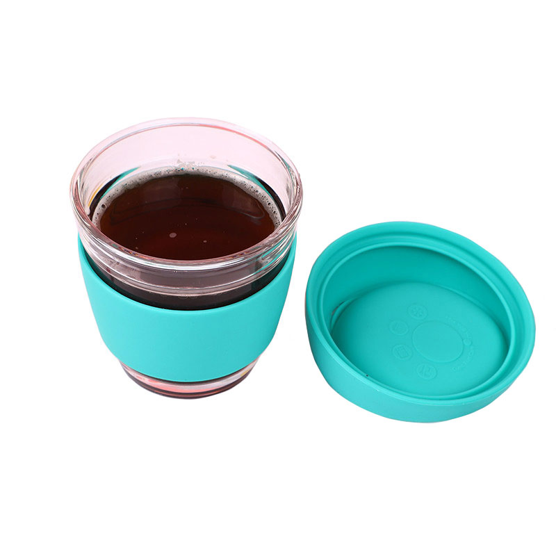 Promotional Multi-Use Silicone Glass Reusable Coffee Cups with Lid