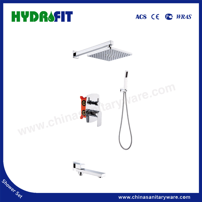 Brass Wall Mounted Temperature Control Mixer Thermostatic Shower Rainfall System Sanitary Ware Factory Conealed Shower Set (ANS5101)
