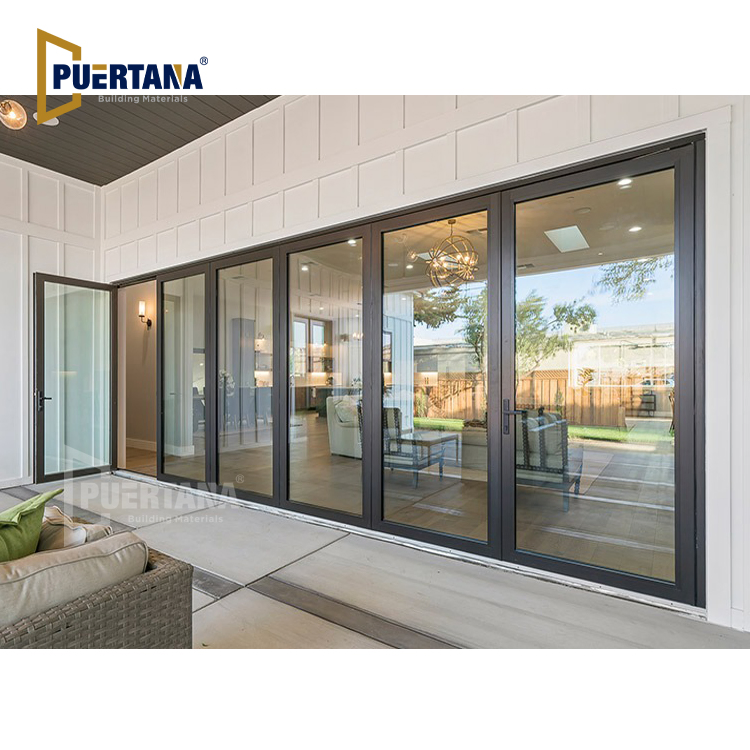 Outdoor Exterior Aluminium Stacking Bifold Accordion Folding Sliding Panoramic Patio Slide Turn Door System