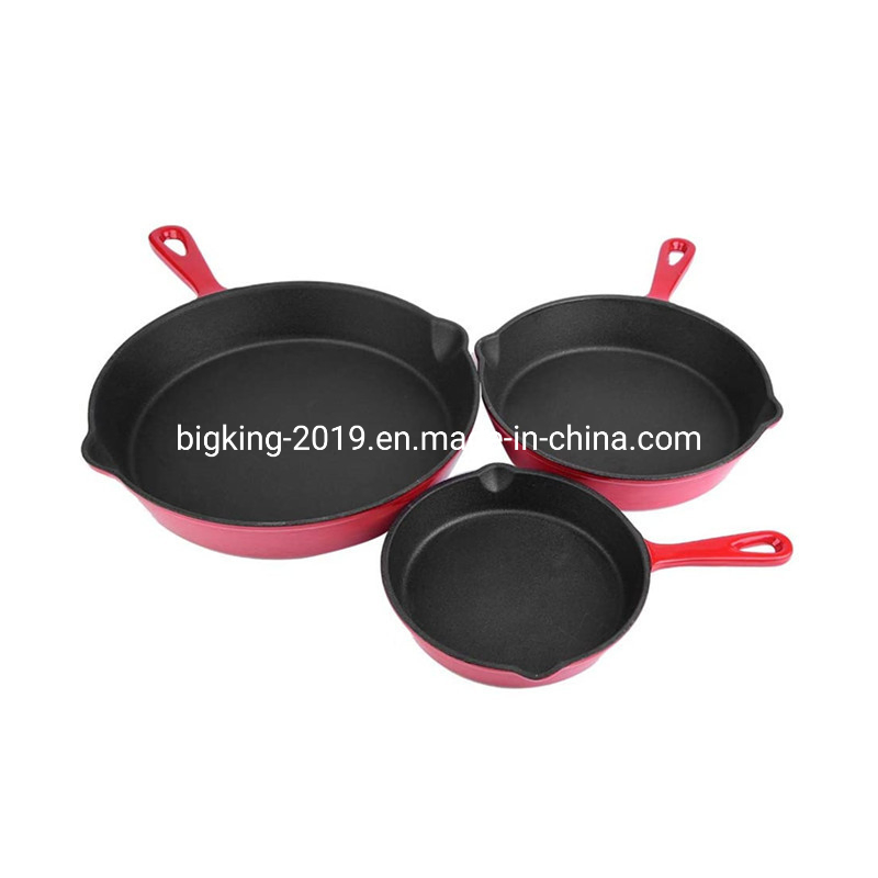 Cast Iron Enamel Round Skillet / Enamel Fry Pan