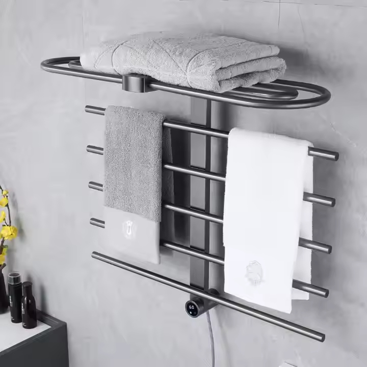 Elegant Chrome and White Anthracite PVD Heated Towel Rack