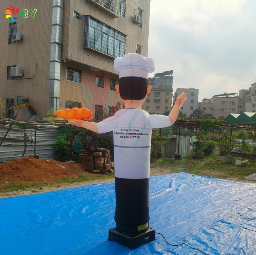 Customized 3m High Inflatable Chef with Welcome Gesture Restaurant Advertising Cook Model