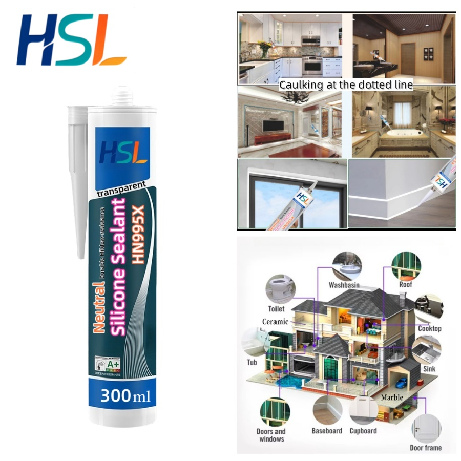 Ultra Clear Weatherproof RTV Silicone Adhesive Sealant for Doors
