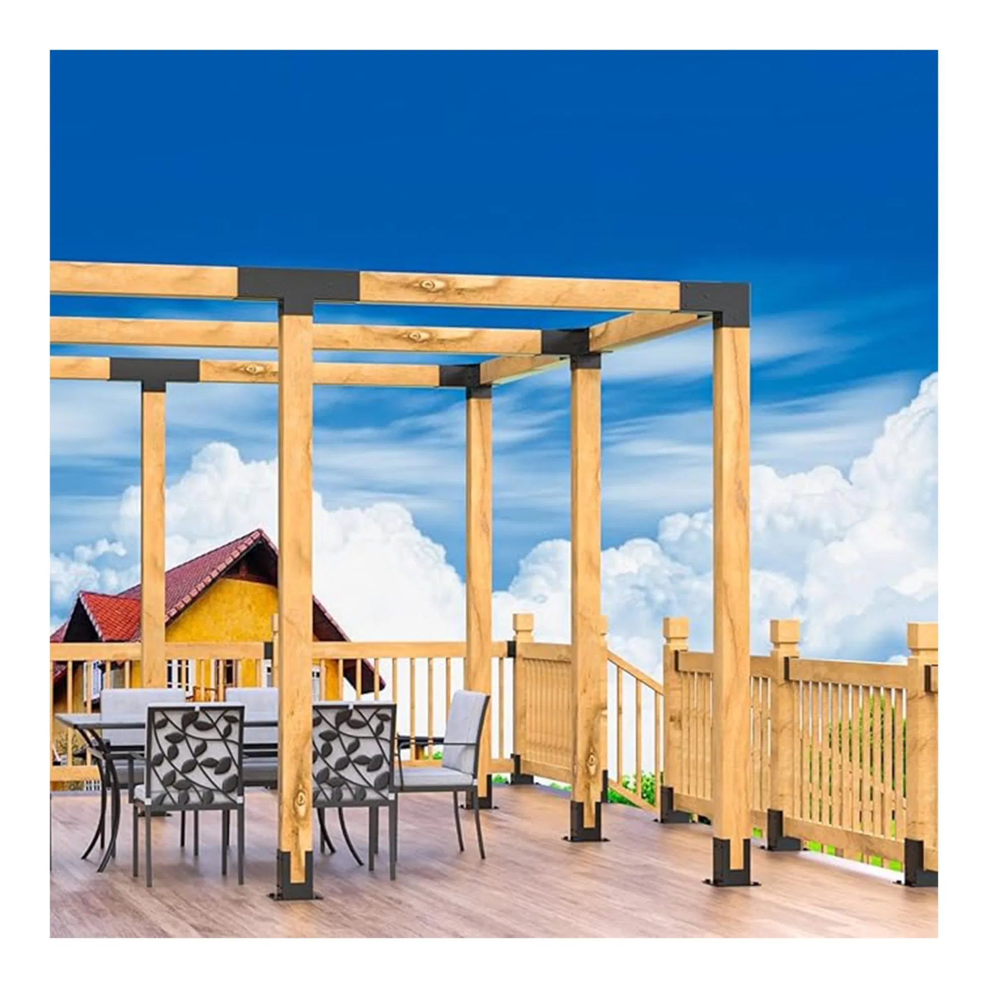 Powder-Coated Steel Deck Support 4X4 Heavy Duty Post Base Bracket for Railing, Pergola, or Pavilion