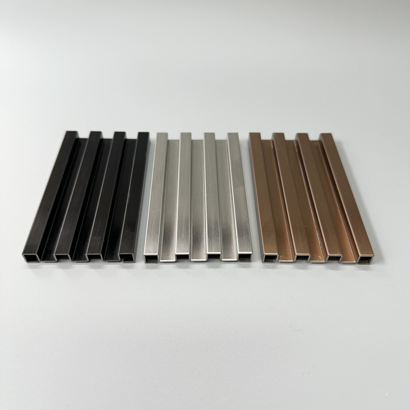 Rose Gold Mirror Grille Panel Decorative Wall Panels Interior Stainless Steel Fluted Panel