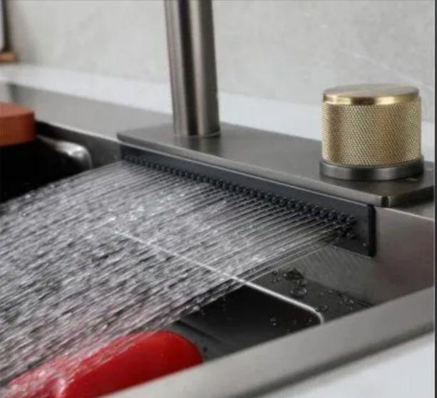 Nano Kitchen Sink Stainless Steel Sink Handmade Digital Waterfall Faucet Knife Holder