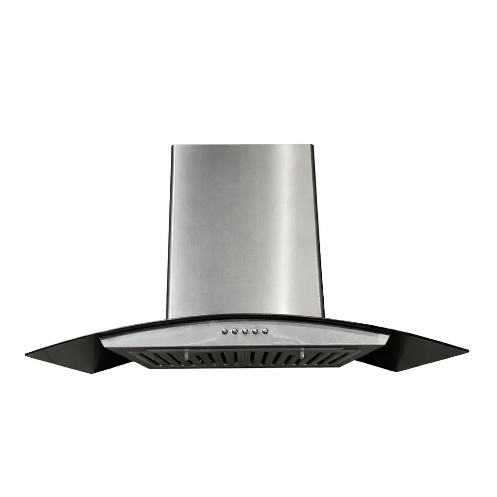 Factory Low Price Large Suction Kitchen Range Hood Curved Glass Shape Kitchen Hood