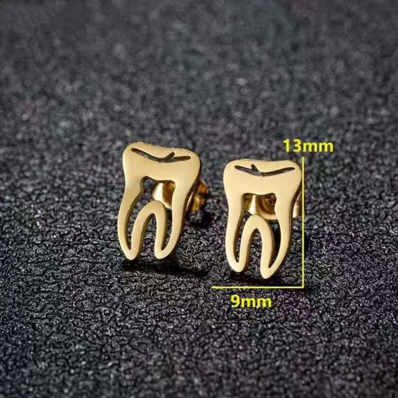 High Quality Dental Supplies Stainless Steel Tooth Shape Earrings Dental Gift