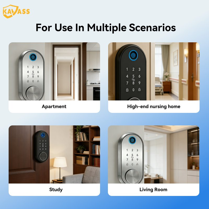 Multi-Function Smart Lock - Bluetooth APP/Fingerprint/Password Access, Zinc Alloy Lock for Doors