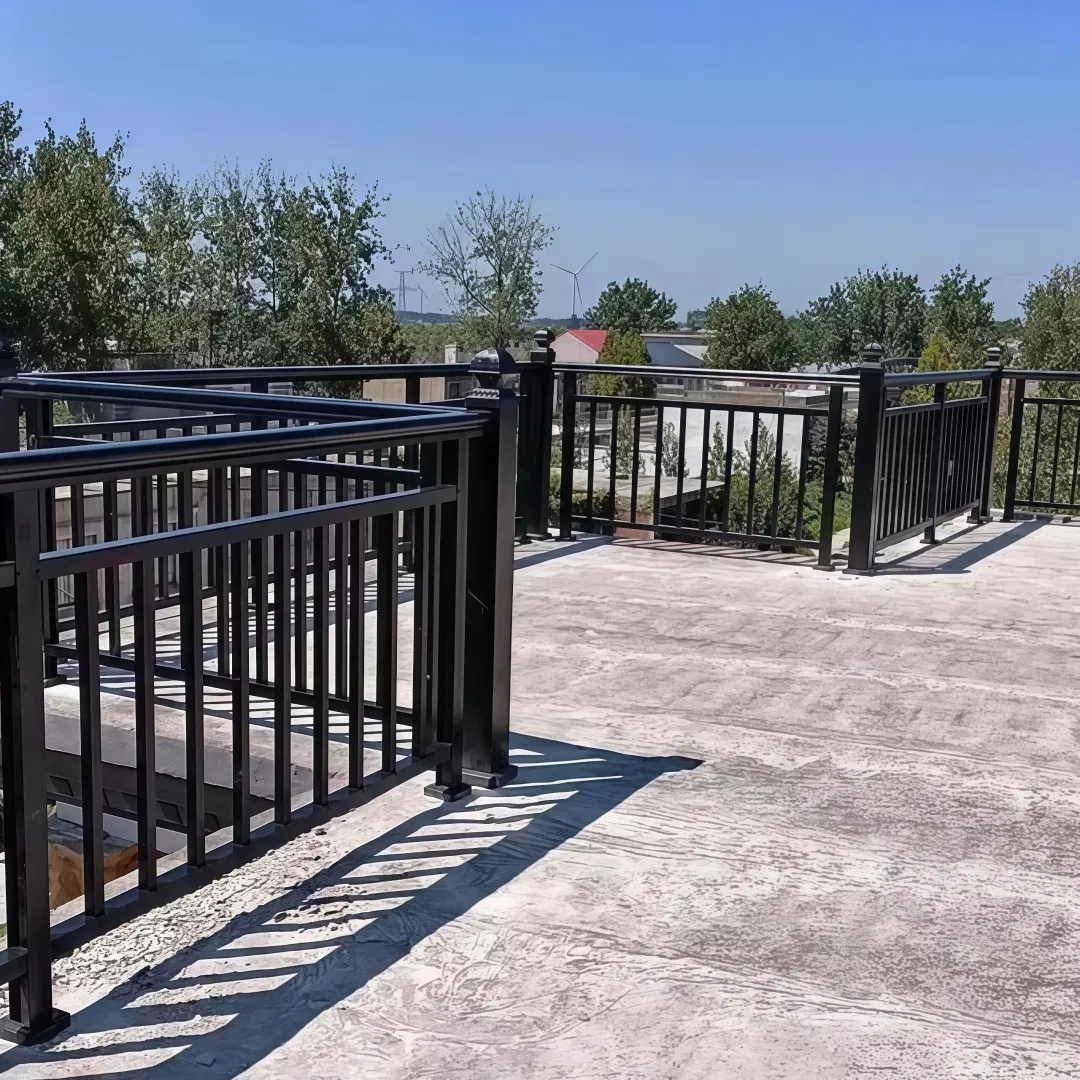 Black Matte Powder-Coated Steel Balcony Fence with Stainless Steel Fittings for Modern Coastal Residences