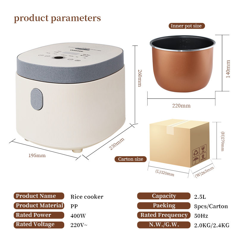 PP Rice Cooker with Multifunction Electric Rice Soup Steam All in One