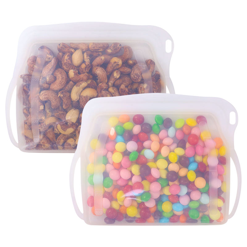 Stand up Silicon Reusable Food Storage Eco-Friendly Silicone Zipper Food Bag 500ml for Snack Sandwich Fruits