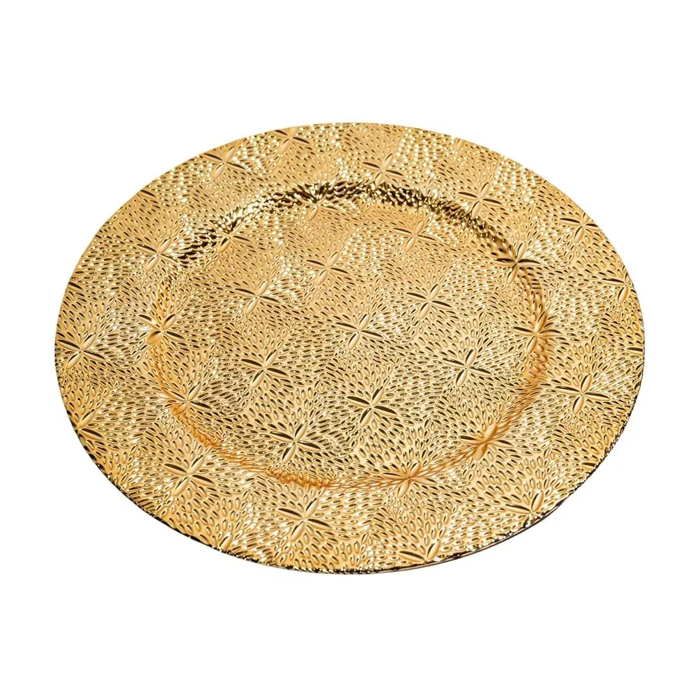 Classic Round Graininess Disposable Plastic PP Material Food-Grade Charger Plate for Hotel