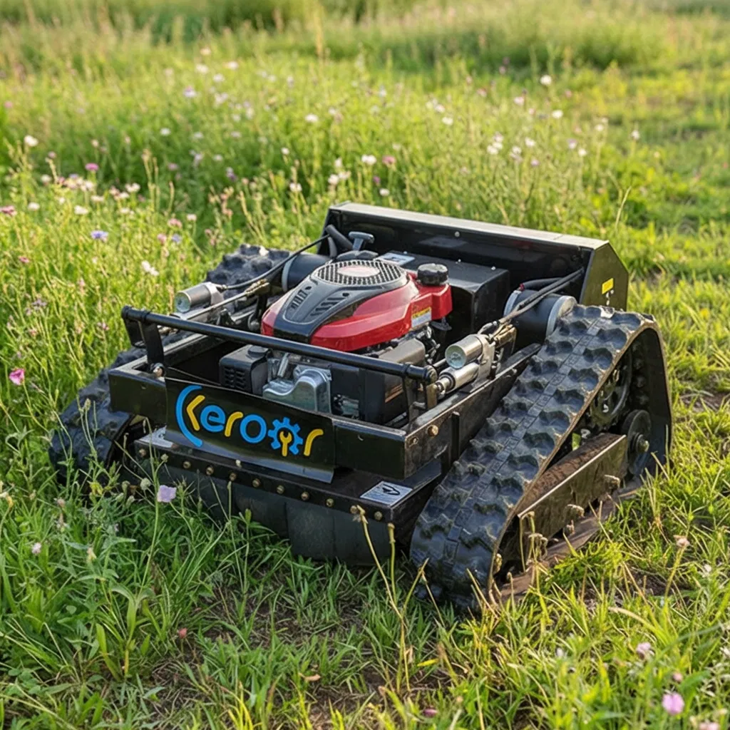 Гусеничная газонокосилка с бензиновым двигателем и пультом ДУ