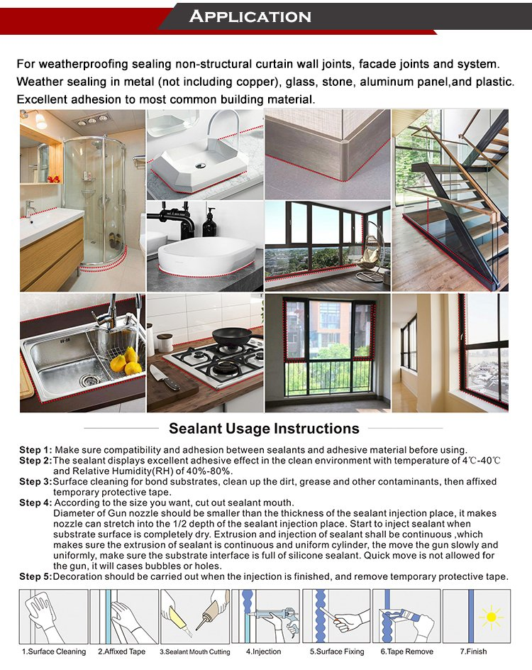 General Glazing Weatherproof Sealing in Curtain Walls Building Facades Neutral Silicone Sealant