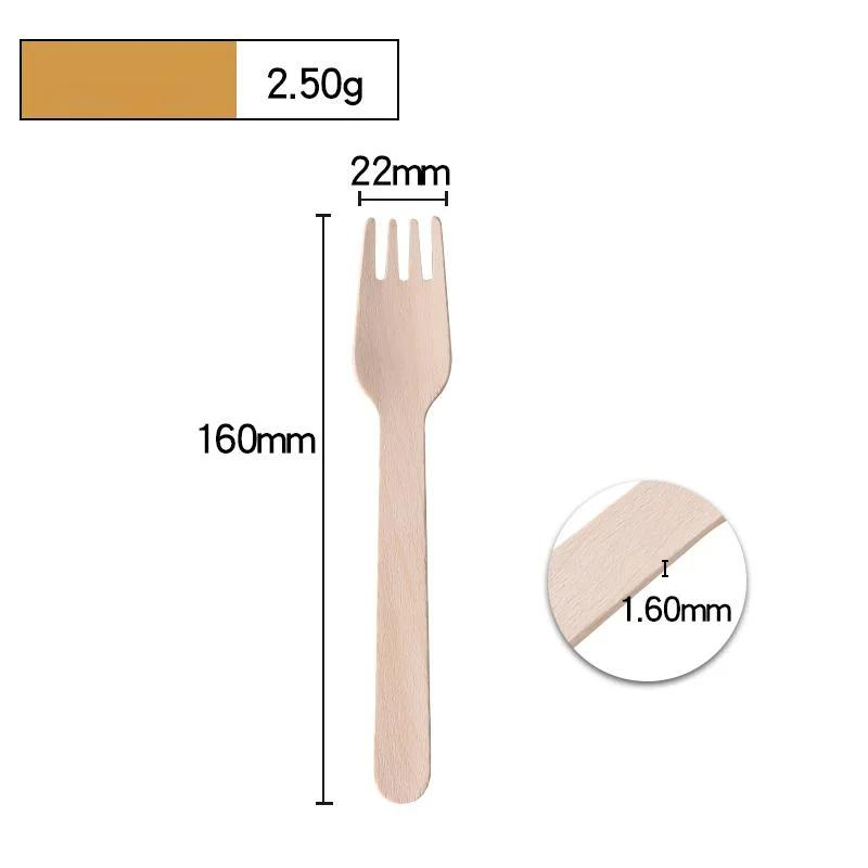 Food-Contacting Grade Biodegradable Eco-Friendly Wooden Fork Knife Spoon