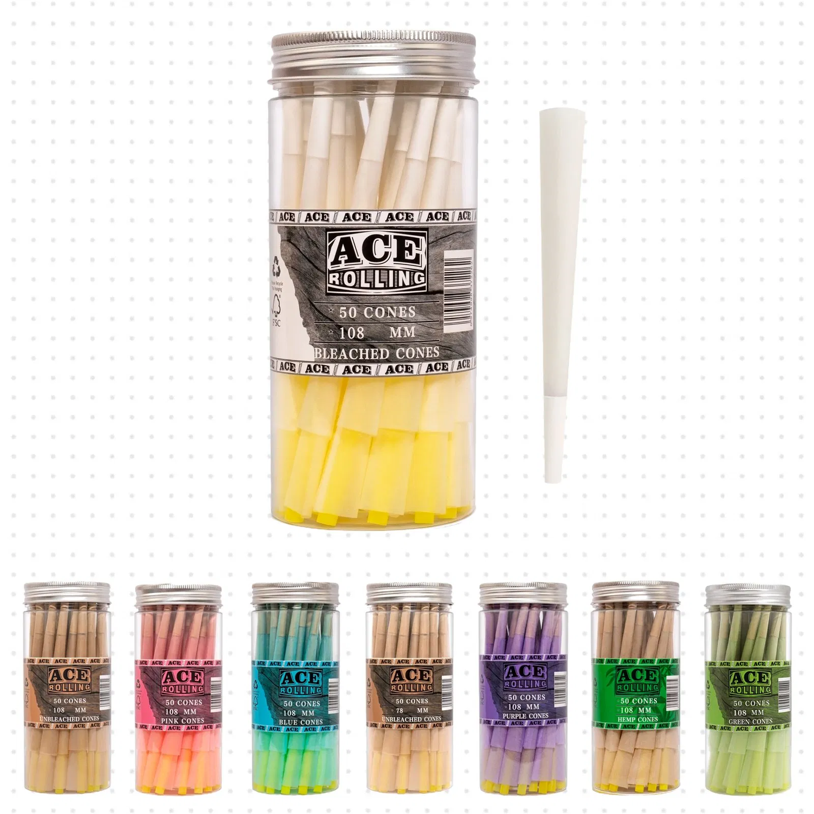 Food-Grade King Size 100PCS/Jar 109mm Raw Cigarette Rolling Smoking Tobacco Paper