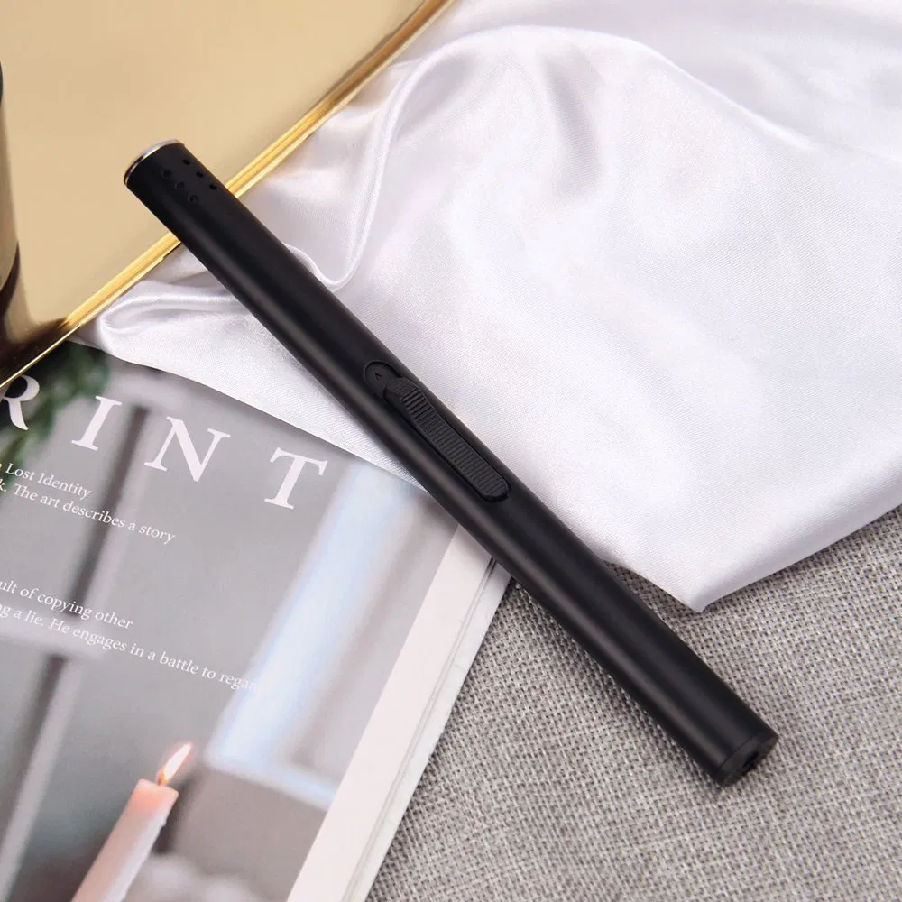 Wholesale Custom Logo Metal USB Rechargeable Charging Electronic Encendedores Flameless Electric Long BBQ Kitchen Candle Lighter