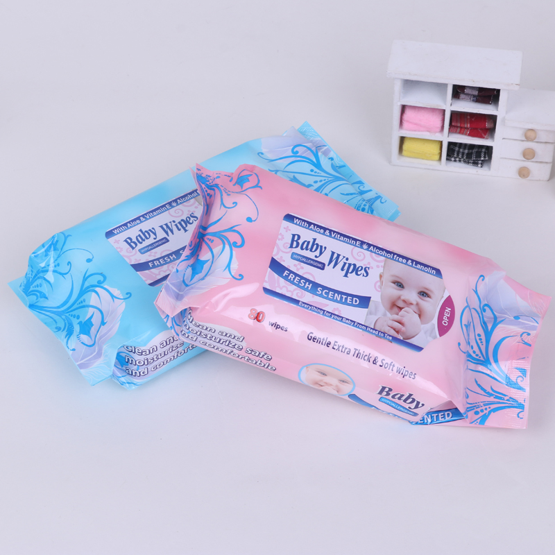 OEM Cheap Baby Care Tissue Non-Woven Hand & Mouth Cleaning Flushable 80 Pieces Baby Wet Wipes