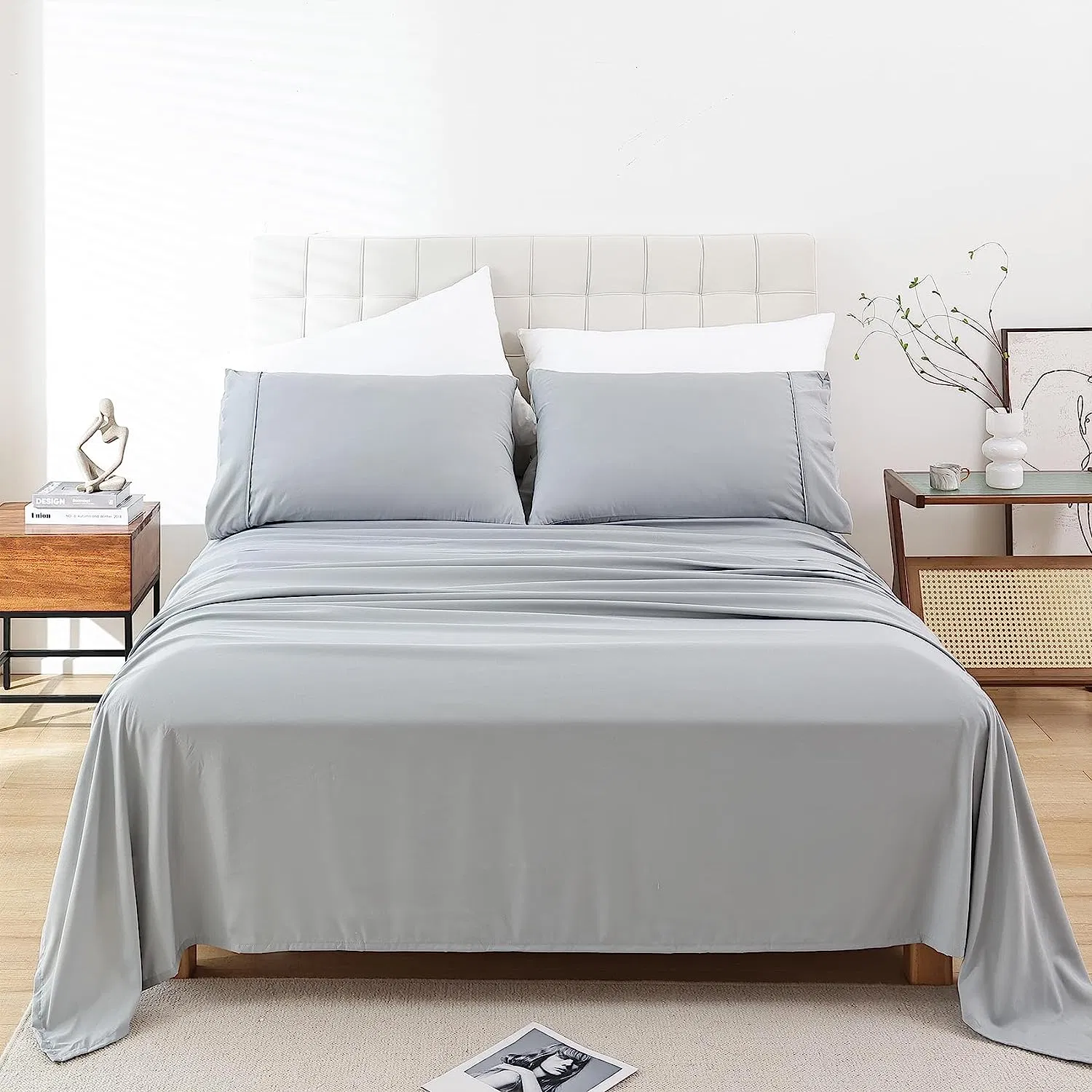 Cotton White Bed Sheets Comforter Quilts Cover Sets 300tc Pillowcase Queen King Hotel Home Bedding Set
