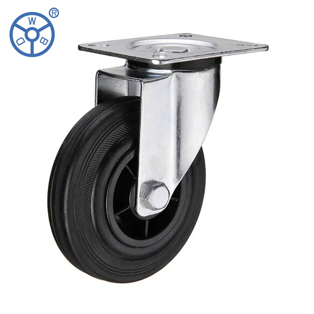 Wbd 100mm 125mm Swivel European Type Medium Duty Black Rubber Caster