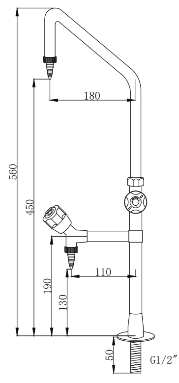 Лабораторный кран для газа и воды с сушилкой и доской