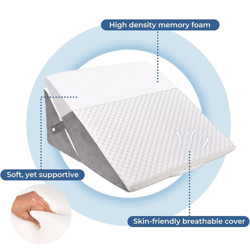 Adjustable Wedge Cushion High Density Foam Leg & Back Cushion for Bed and Sofa Ergonomic Pillow for Reflux Sleep Apnea