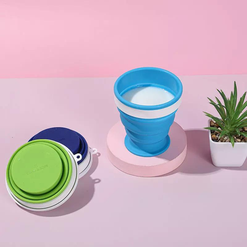 Складная силиконовая кружка для путешествий с крышкой