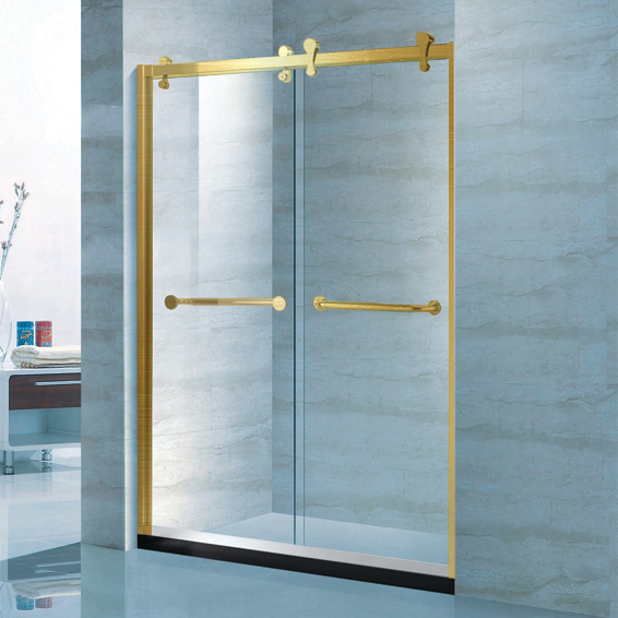 Matte Black Frameless Aluminum Shower Enclosure Room Bathroom Tempered Glass Sliding Shower Door