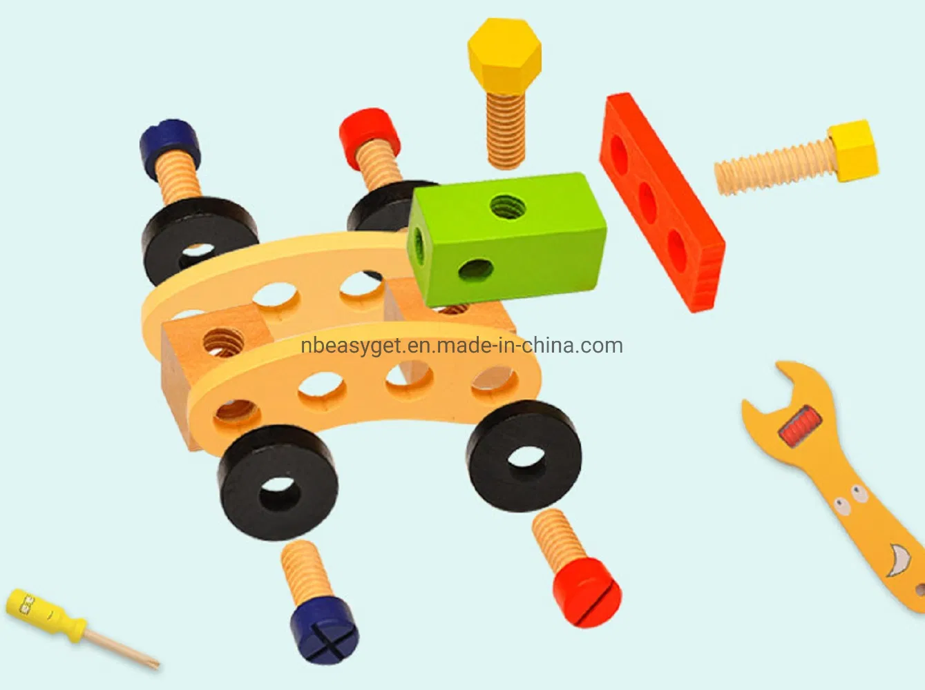 Wooden Assembling Chair Toys Kids Educational Wooden Blocks Toy Montessori Preschool Children Variety Nut Combination Chair Tool Esg17554